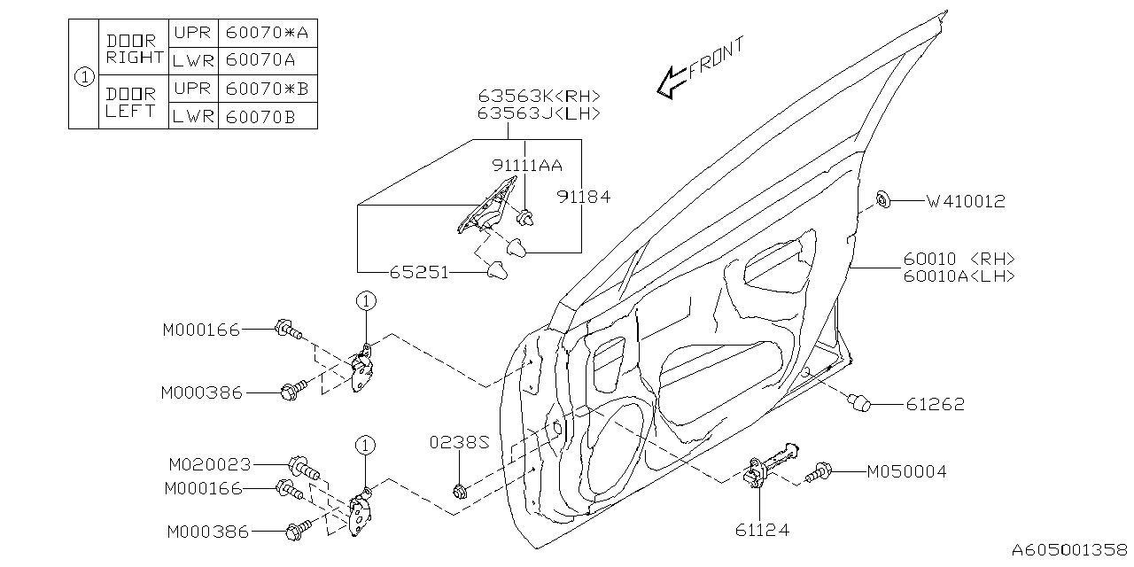 Diagram FRONT DOOR PANEL & REAR(SLIDE)DOOR PANEL for your 2012 Subaru Impreza   