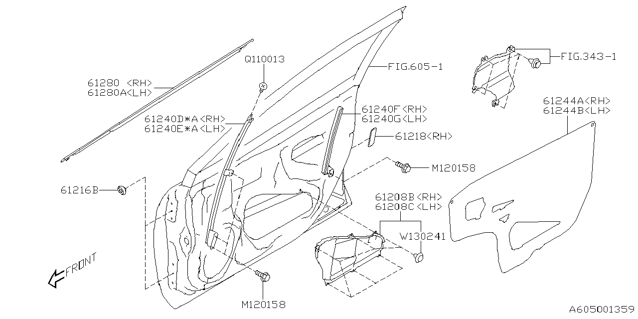 Diagram FRONT DOOR PANEL & REAR(SLIDE)DOOR PANEL for your 2012 Subaru Impreza   