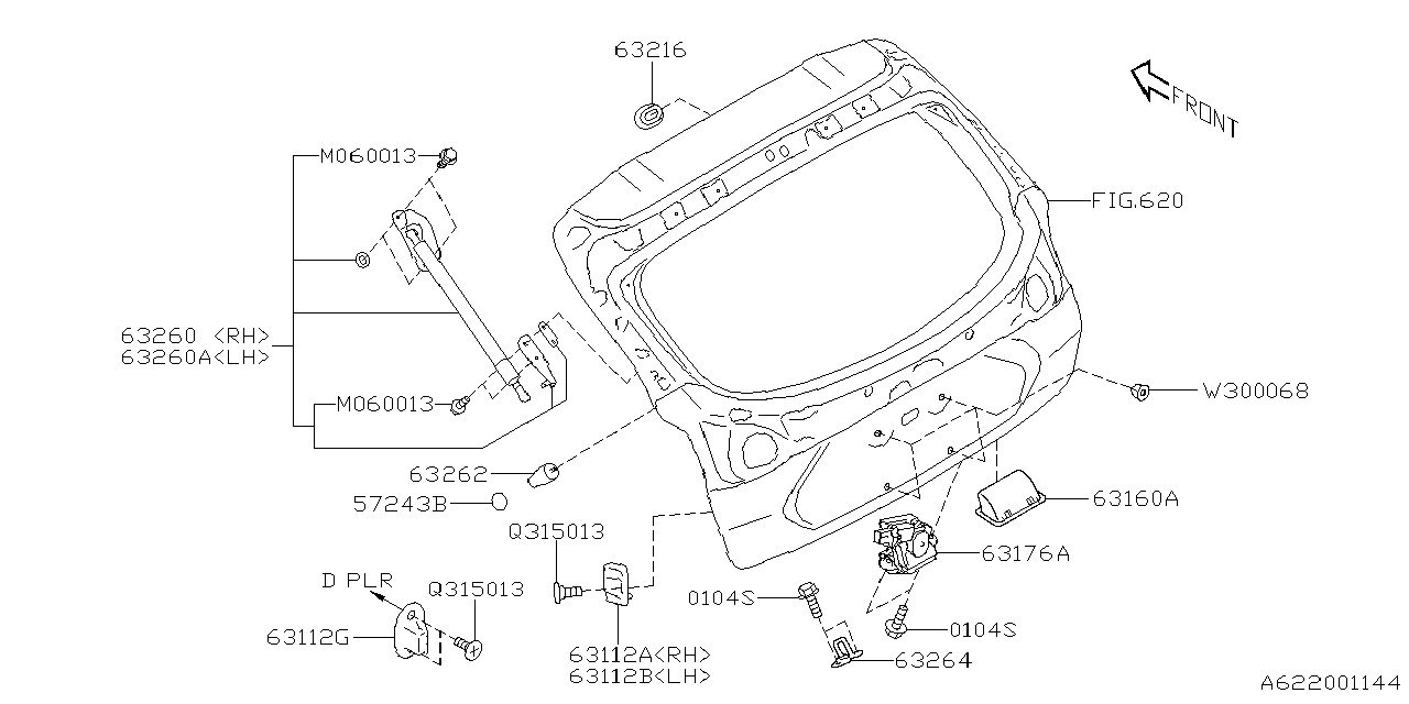 Diagram BACK DOOR PARTS for your 1996 Subaru Impreza  Premium Wagon 