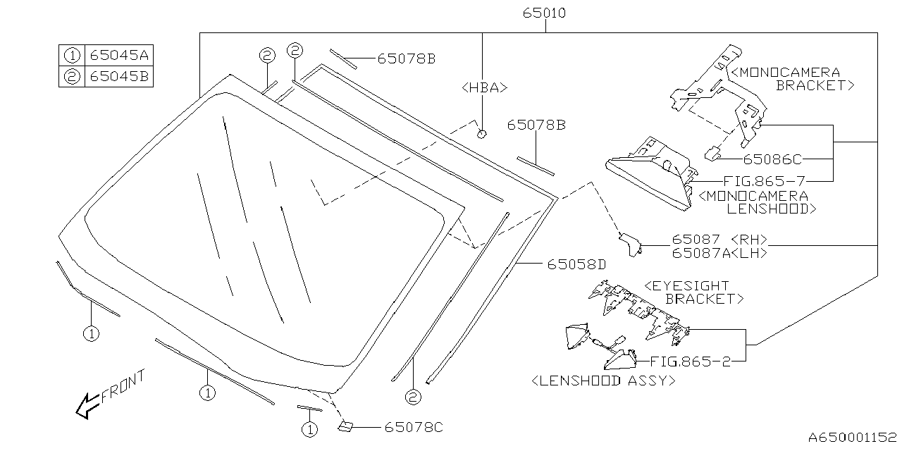 Diagram WINDSHIELD GLASS for your 2019 Subaru WRX   