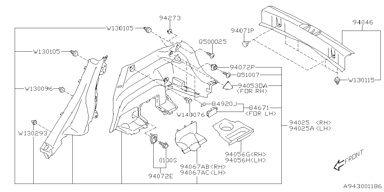 Diagram TRUNK ROOM TRIM for your 2002 Subaru Outback   