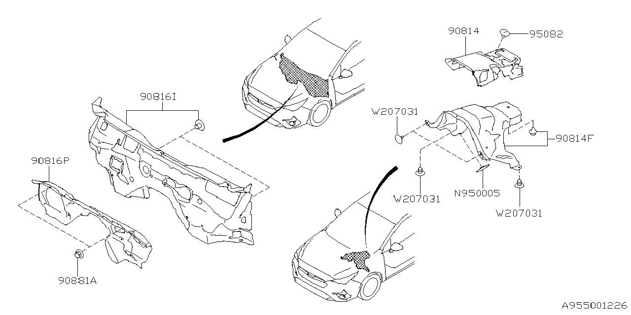 Diagram FLOOR INSULATOR for your Subaru Impreza  