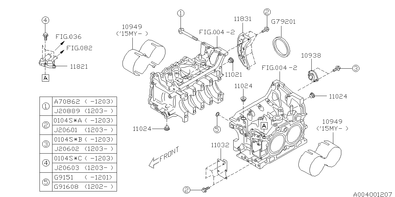 Diagram CYLINDER BLOCK for your 2014 Subaru Impreza  Sport Limited Wagon 