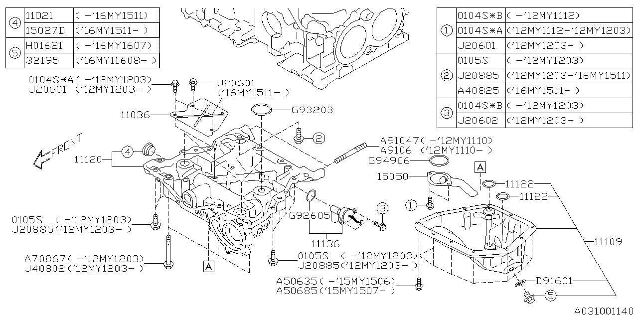 Diagram OIL PAN for your 2001 Subaru Impreza   