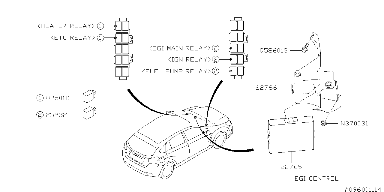 Diagram RELAY & SENSOR (ENGINE) for your 2012 Subaru Impreza   