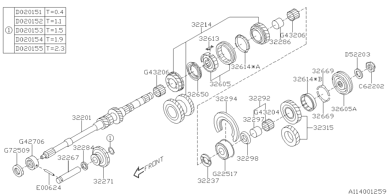 Diagram MT, MAIN SHAFT for your Subaru Impreza 2.0L 5MT 