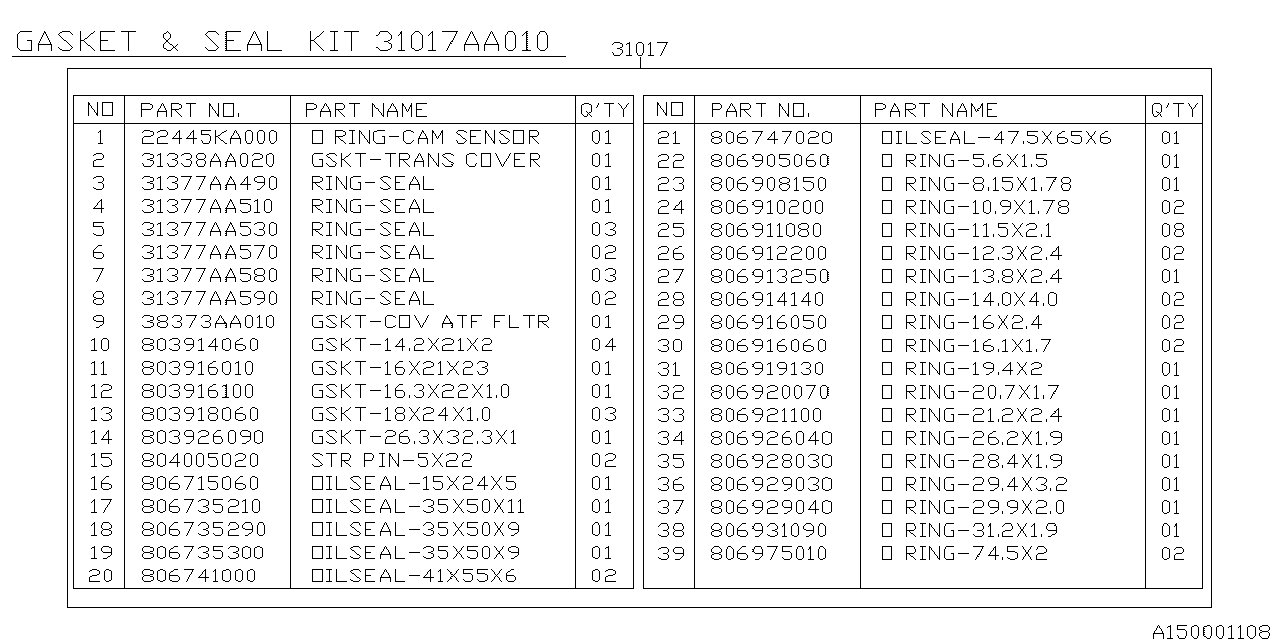 Full size assembly image of AT, TRANSMISSION ASSEMBLY (1/1)