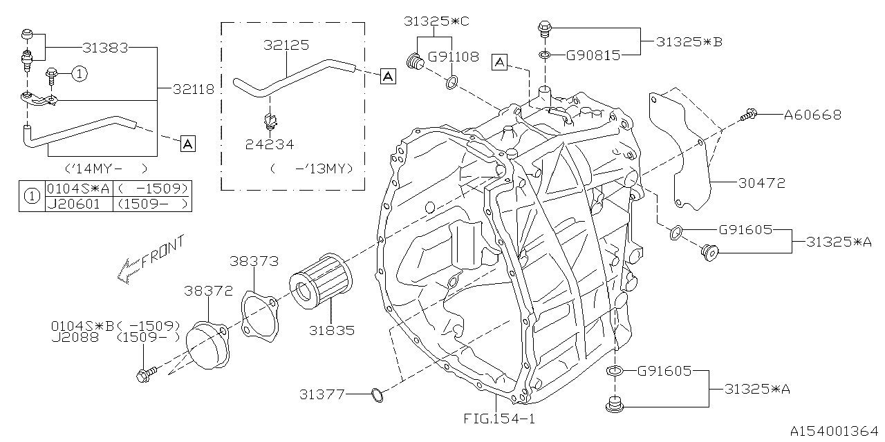 Diagram AT, TRANSMISSION CASE for your 2015 Subaru Impreza  Wagon 