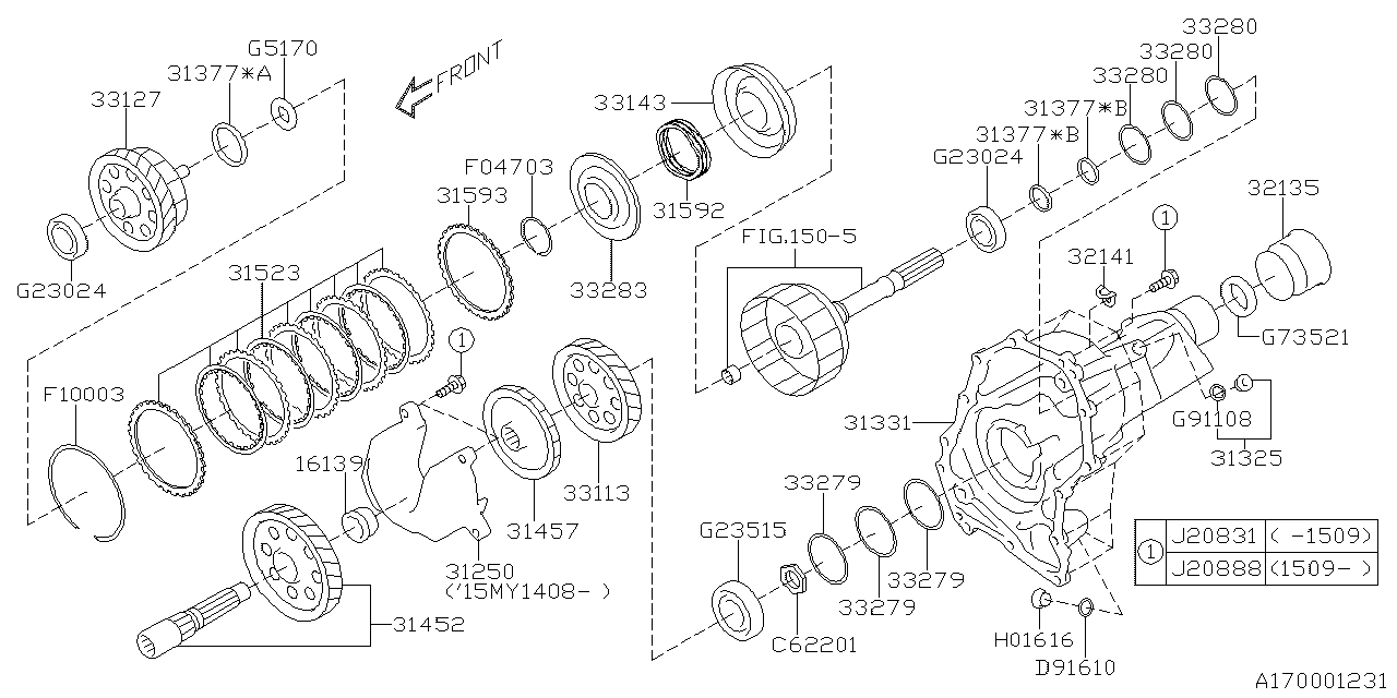 Diagram AT, TRANSFER & EXTENSION for your Subaru