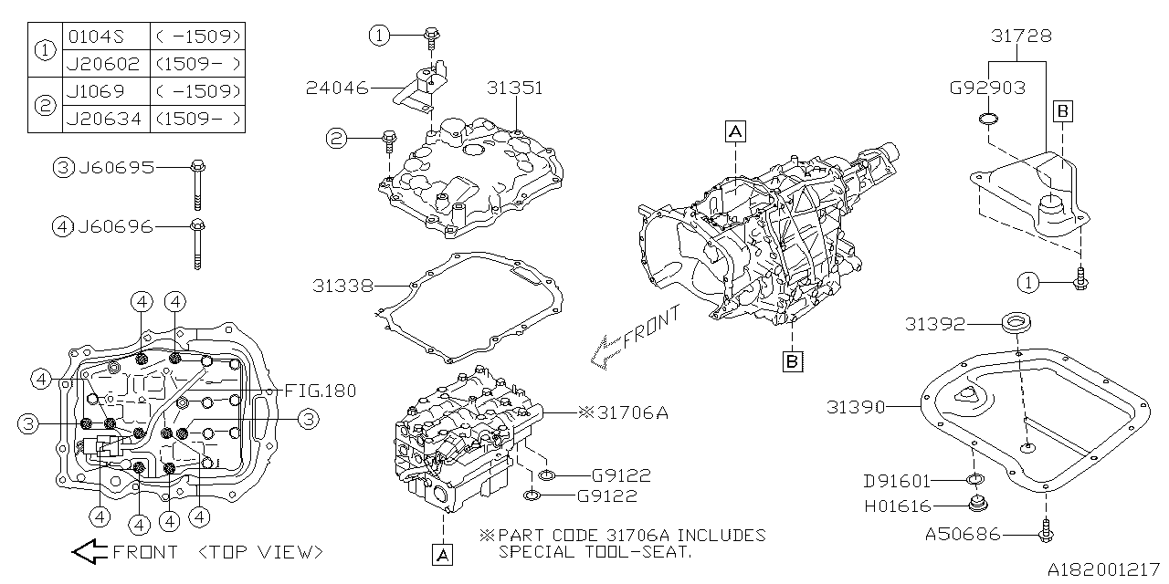 Diagram AT, CONTROL VALVE for your 2014 Subaru Impreza  Sport Limited Wagon 