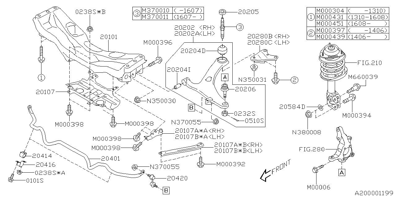 Diagram FRONT SUSPENSION for your 2012 Subaru Impreza   