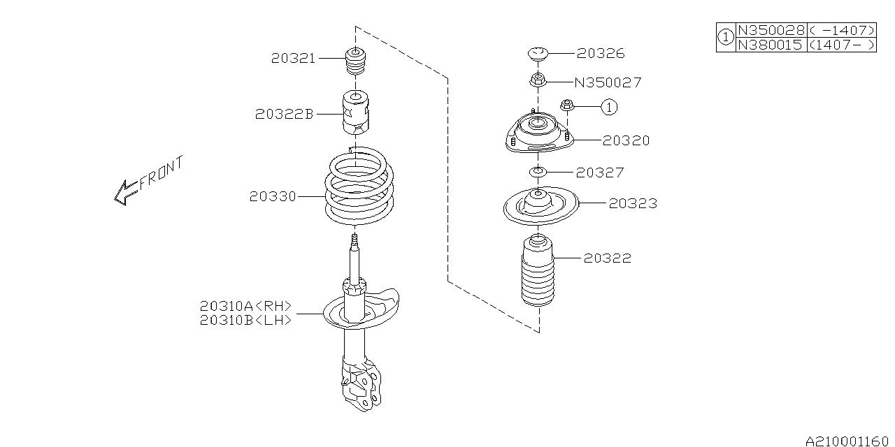 Diagram FRONT SHOCK ABSORBER for your 2016 Subaru Impreza   