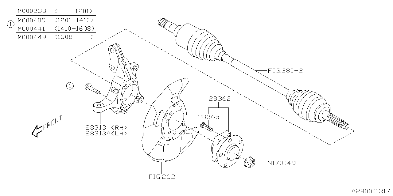 Diagram FRONT AXLE for your 2012 Subaru Impreza   