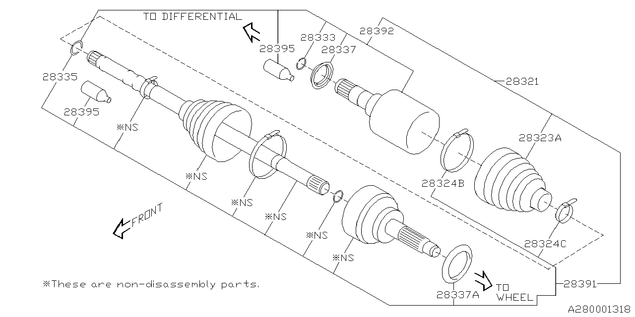 Diagram FRONT AXLE for your 2015 Subaru Impreza   