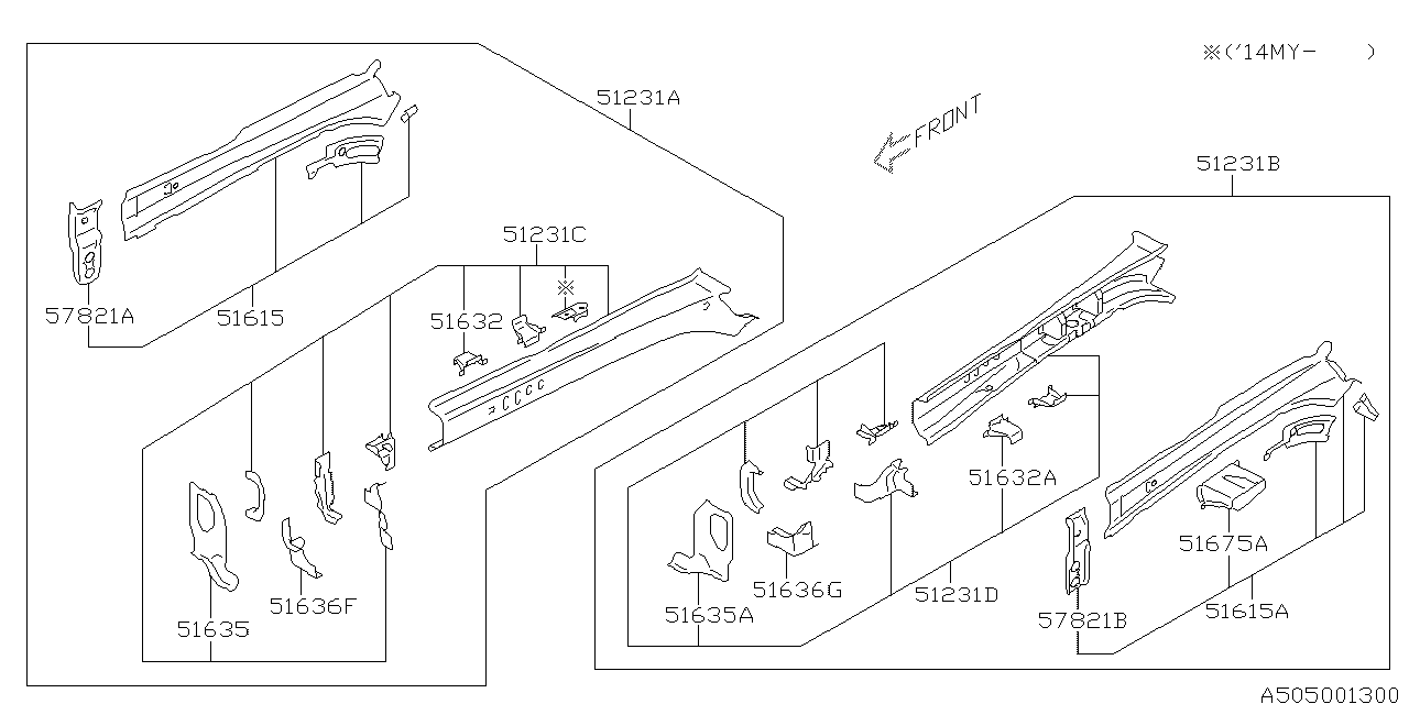 Diagram BODY PANEL for your 1995 Subaru Impreza   