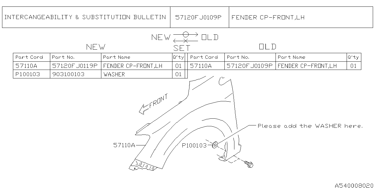 Diagram FENDER for your 2012 Subaru Impreza   