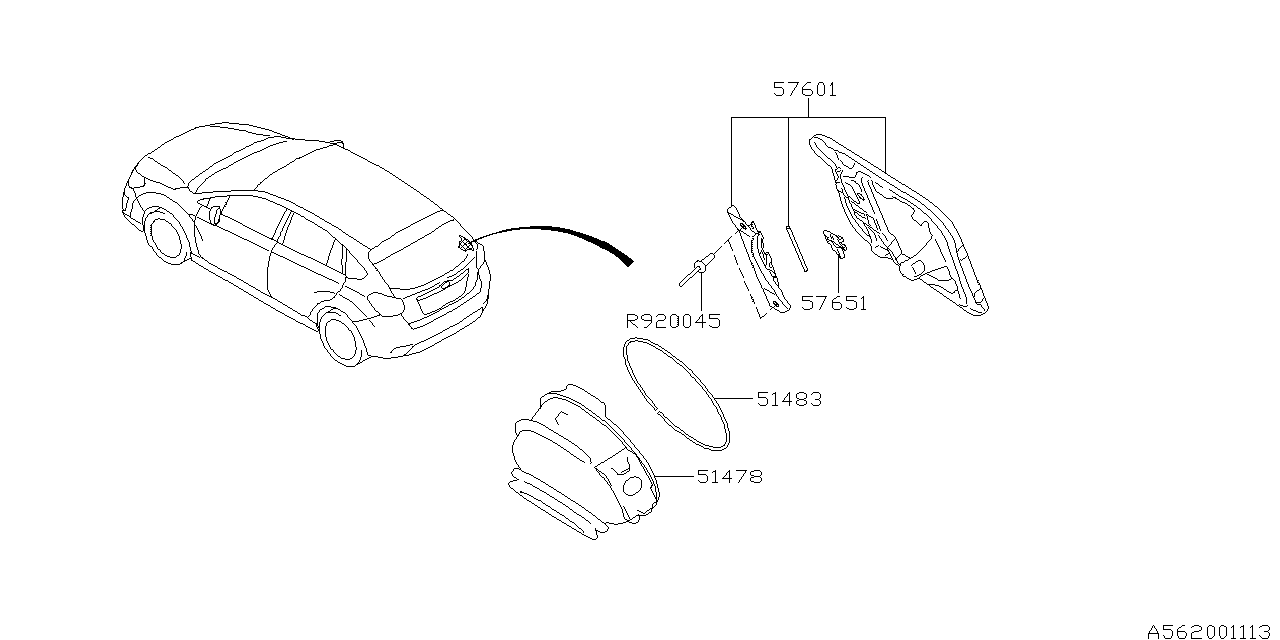 Diagram TRUNK & FUEL PARTS for your 2012 Subaru Impreza   