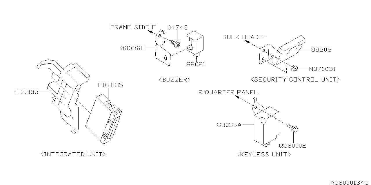 Diagram KEY KIT & KEY LOCK for your Subaru Legacy  