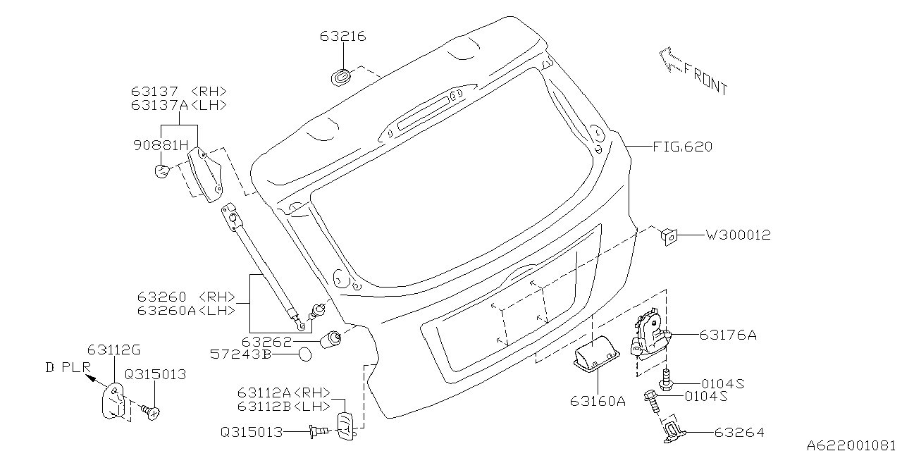 Diagram BACK DOOR PARTS for your 2015 Subaru Impreza  SPORT LIMITED w/EyeSight WAGON 