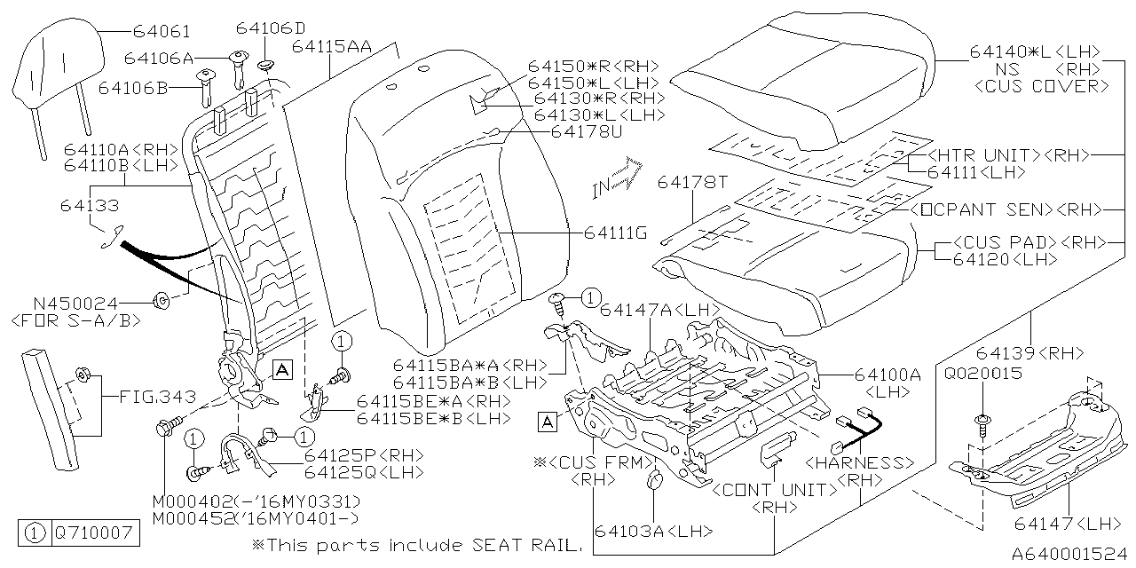 Diagram FRONT SEAT for your 2014 Subaru Impreza  Sport Limited Wagon 