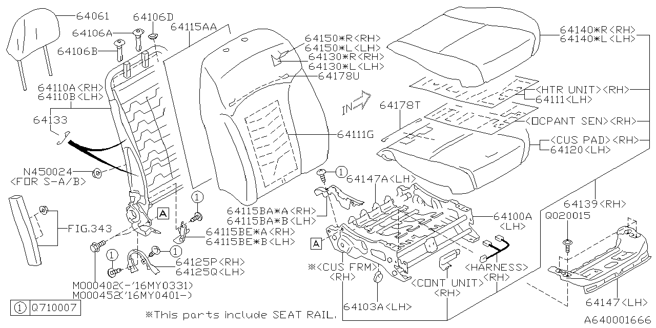 Diagram FRONT SEAT for your Subaru Impreza  Premium Wagon