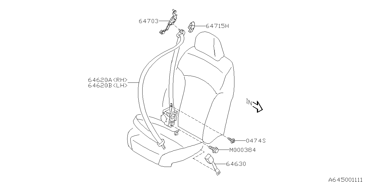 Diagram FRONT SEAT BELT for your 2014 Subaru Impreza  Premium Plus Wagon 