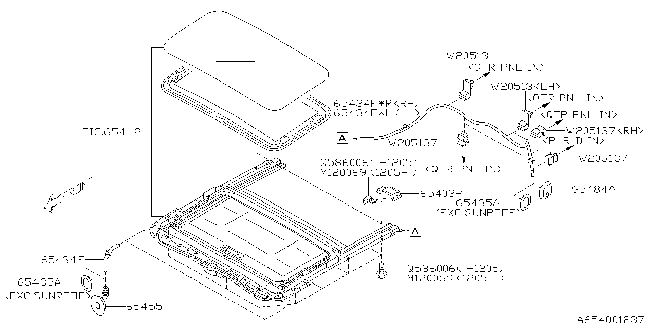 Diagram SUN ROOF for your Subaru Impreza  