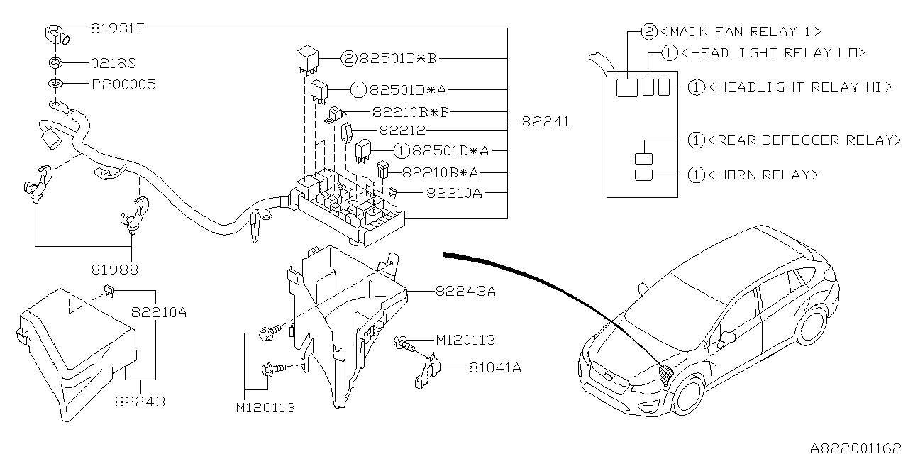 Diagram FUSE BOX for your 2019 Subaru Crosstrek   