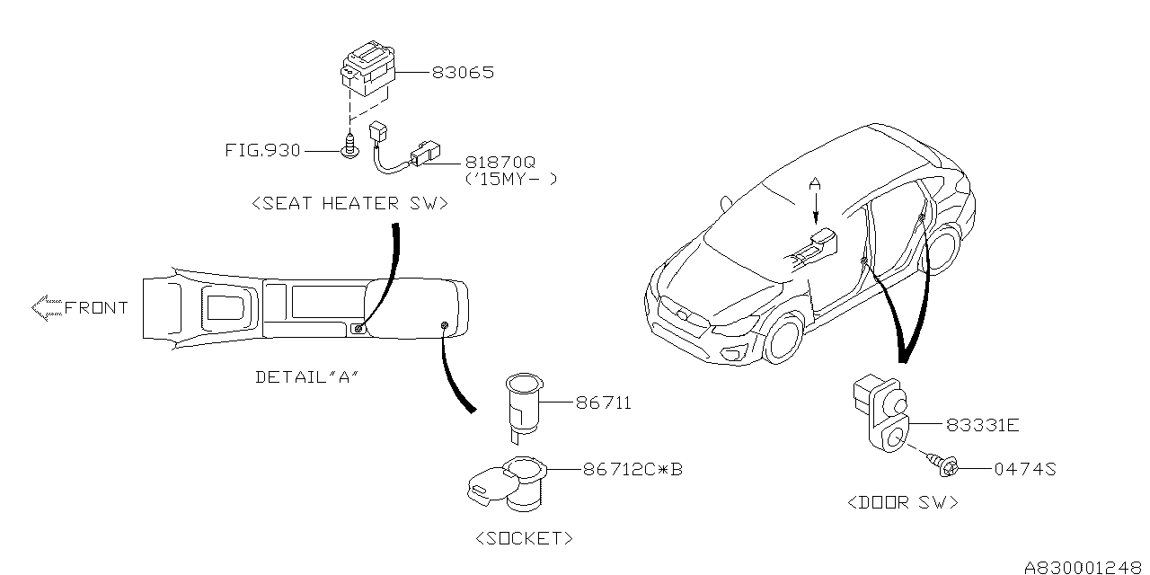 Diagram SWITCH (INSTRUMENTPANEL) for your 2014 Subaru Impreza   