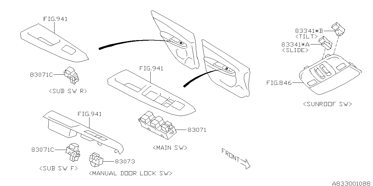 Diagram SWITCH (POWER WINDOW) for your 2019 Subaru WRX Limited  