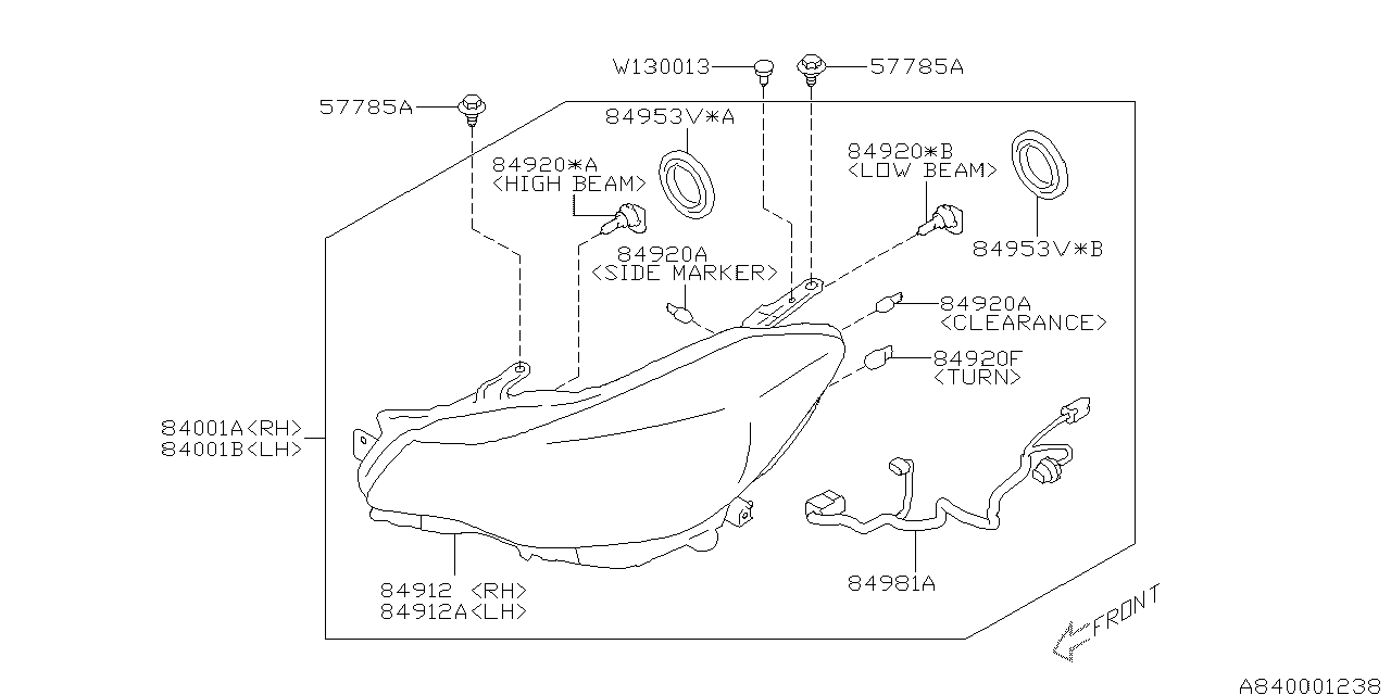 Diagram HEAD LAMP for your 2010 Subaru Tribeca   