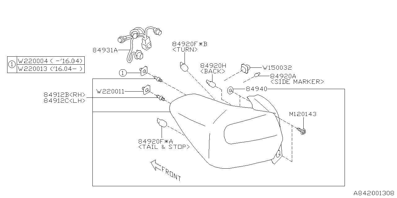 Diagram LAMP (REAR) for your 1994 Subaru Impreza   