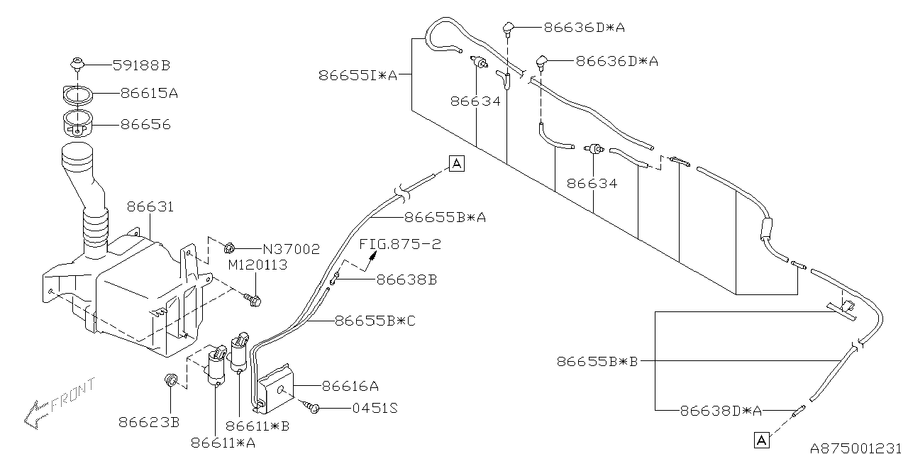 Diagram WINDSHIELD WASHER for your 2013 Subaru Impreza 2.0L CVT 4WD Premium Sedan 