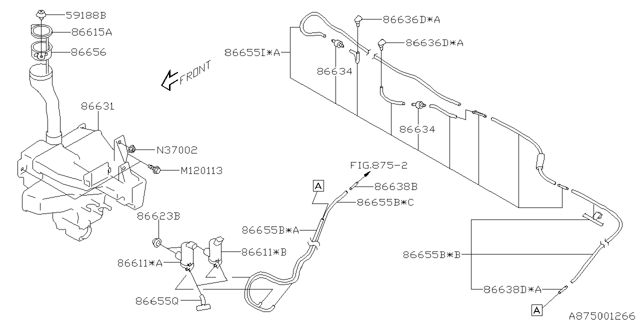 Diagram WINDSHIELD WASHER for your 2012 Subaru Impreza 2.0L 5MT 4WD Sedan 