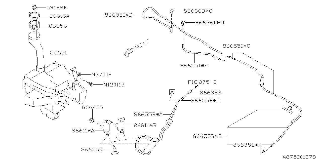 Diagram WINDSHIELD WASHER for your 2016 Subaru Impreza 2.0L CVT 4WD Sport Premium Wagon w/EyeSight 