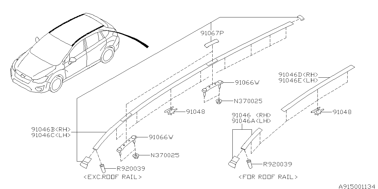 Diagram MOLDING for your 2015 Subaru Impreza  SPORT LIMITED w/EyeSight WAGON 