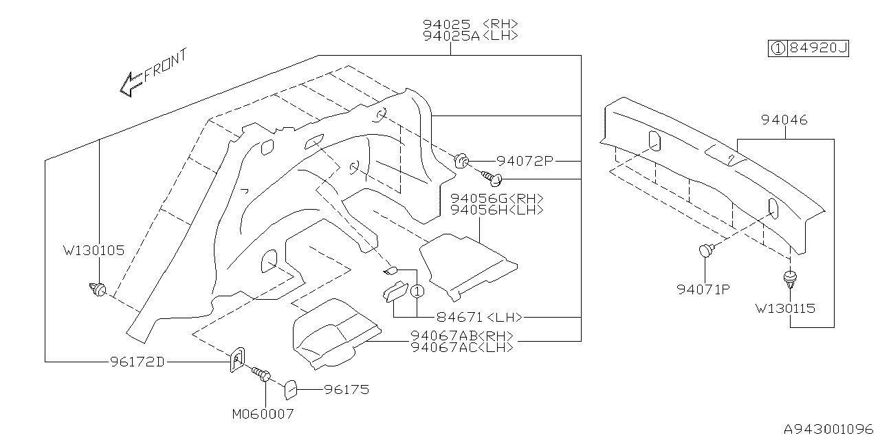 Diagram TRUNK ROOM TRIM for your 2015 Subaru Impreza  Limited Wagon 