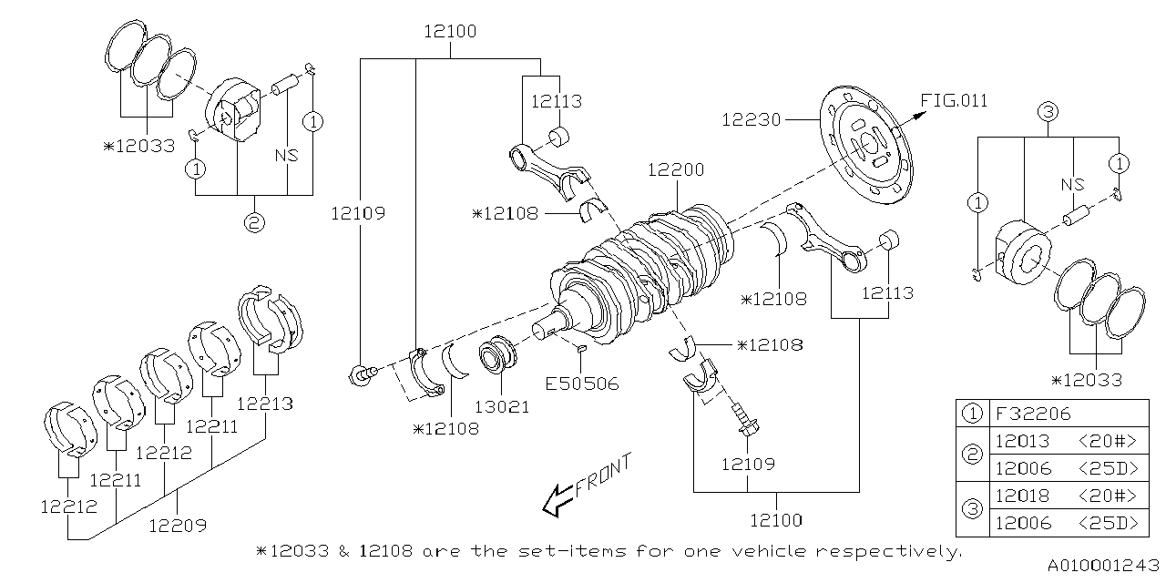 Diagram PISTON & CRANKSHAFT for your Subaru Crosstrek  