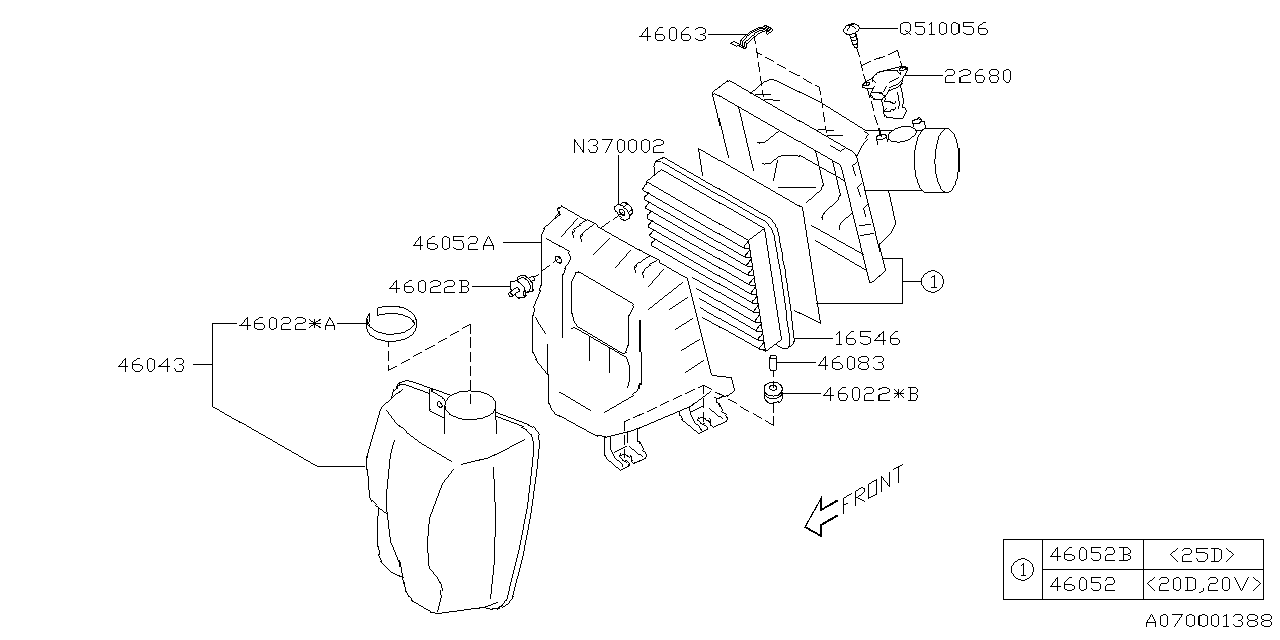 Diagram AIR CLEANER & ELEMENT for your 2018 Subaru Crosstrek  Limited w/EyeSight 