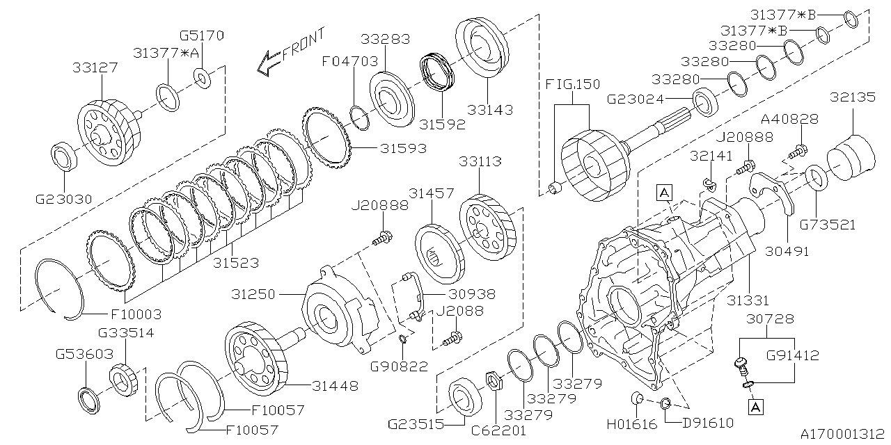 Diagram AT, TRANSFER & EXTENSION for your 2008 Subaru WRX  WAGON 