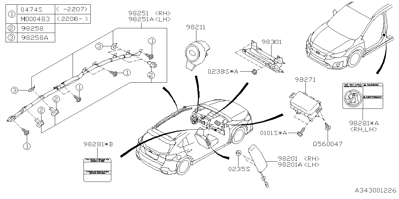 Subaru Crosstrek Base Air Bag Information Label. Label SD AB CAUTN ...