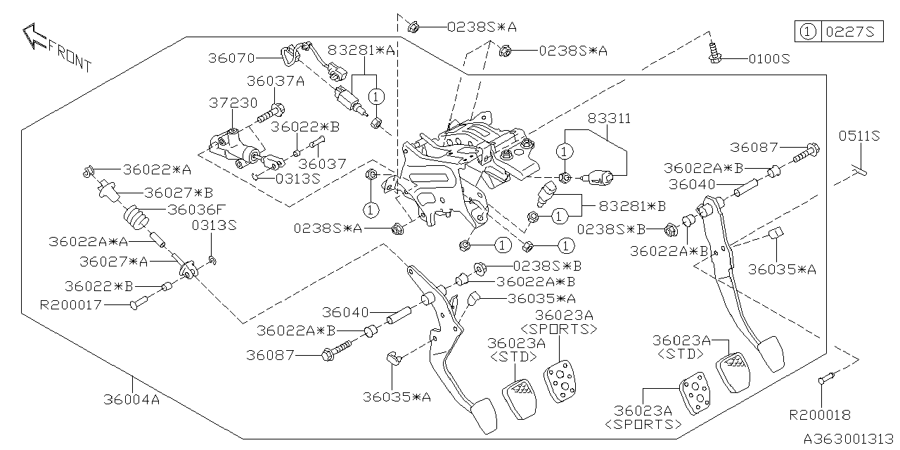 Diagram PEDAL SYSTEM for your Subaru