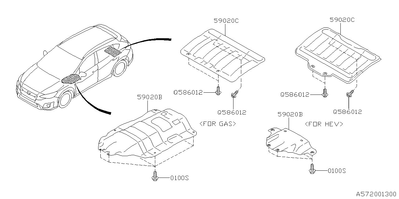 Diagram UNDER COVER & EXHAUST COVER for your 2020 Subaru Impreza   