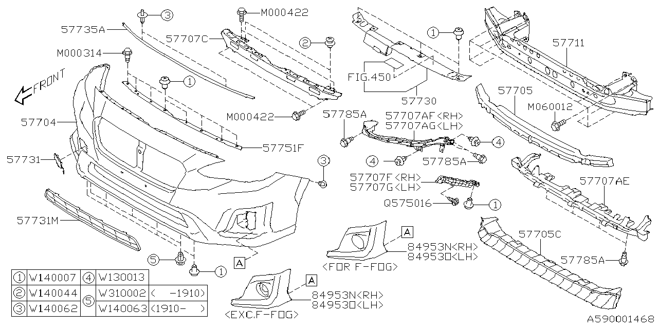 Diagram FRONT BUMPER for your 2020 Subaru Crosstrek   