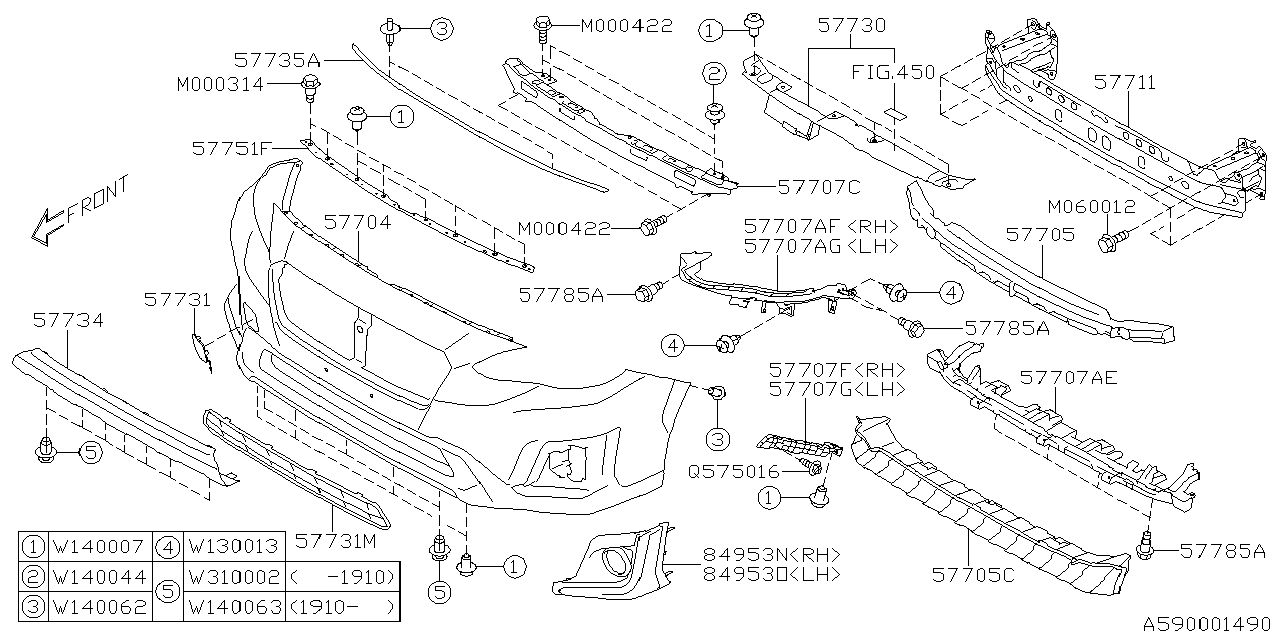 Diagram FRONT BUMPER for your 2019 Subaru WRX   