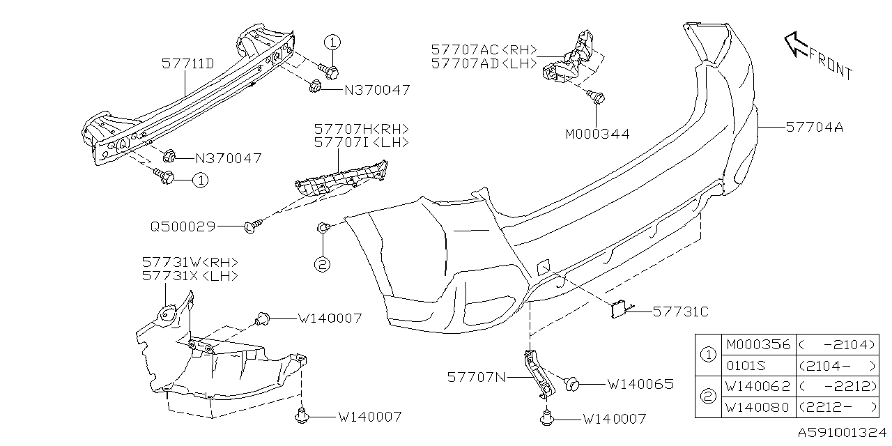 Diagram REAR BUMPER for your 2024 Subaru Impreza   