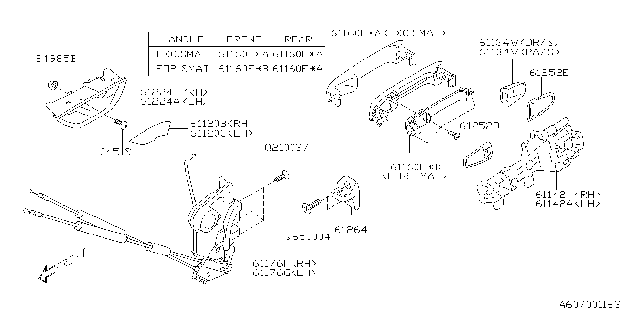 Diagram DOOR PARTS (LATCH & HANDLE) for your 2018 Subaru Crosstrek   