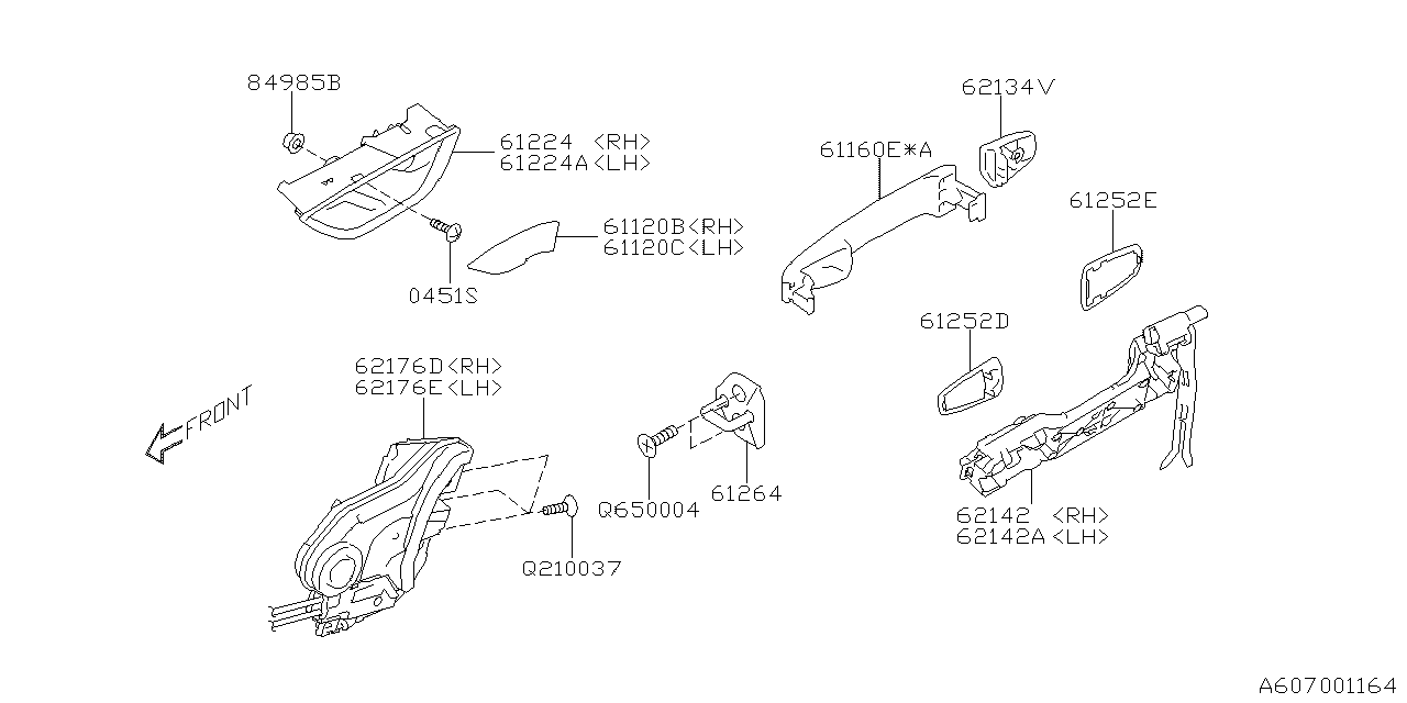 Diagram DOOR PARTS (LATCH & HANDLE) for your 2018 Subaru Crosstrek  Premium 