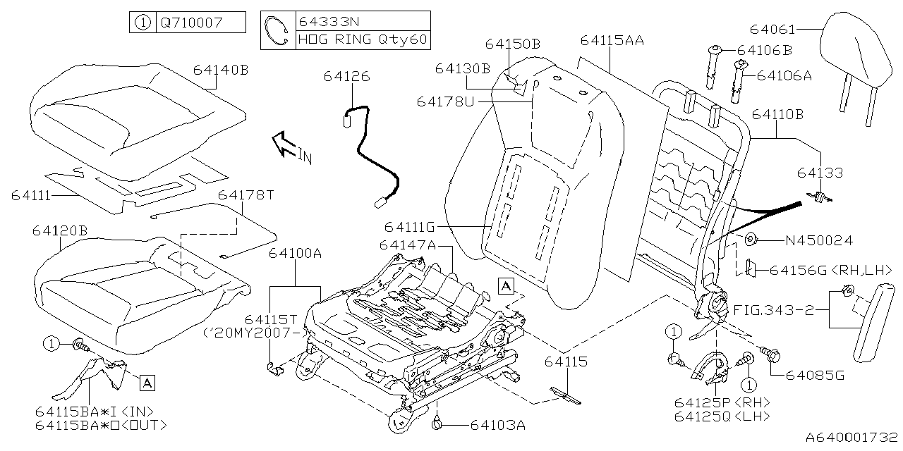 Diagram FRONT SEAT for your 2014 Subaru Legacy   