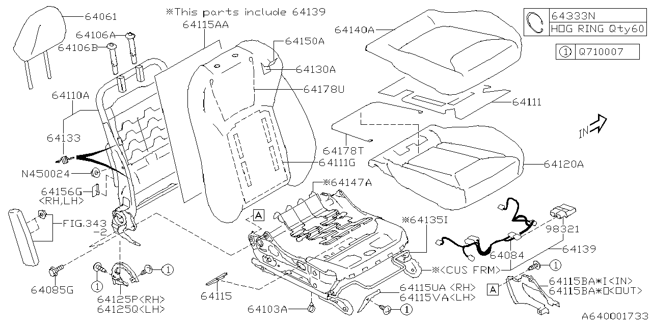 Diagram FRONT SEAT for your 2014 Subaru Legacy   